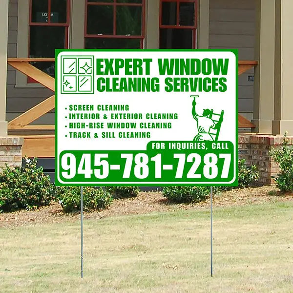 Expert Window Cleaning Services - Screen Cleaning, Interior & Exterior Cleaning, High-Rise Window Cleaning, Track & Sill Cleaning - Plain White Green Design YardSigns.com