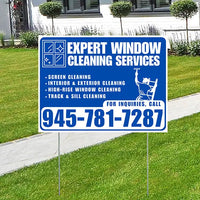 Expert Window Cleaning Services - Screen Cleaning, Interior & Exterior Cleaning, High-Rise Window Cleaning, Track & Sill Cleaning - Plain Blue White Design YardSigns.com