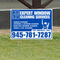 Expert Window Cleaning Services - Screen Cleaning, Interior & Exterior Cleaning, High-Rise Window Cleaning, Track & Sill Cleaning - Plain Blue White Design YardSigns.com