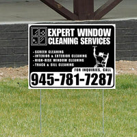 Expert Window Cleaning Services - Screen Cleaning, Interior & Exterior Cleaning, High-Rise Window Cleaning, Track & Sill Cleaning - Plain Black White Design YardSigns.com