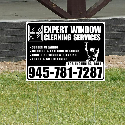 Expert Window Cleaning Services - Screen Cleaning, Interior & Exterior Cleaning, High-Rise Window Cleaning, Track & Sill Cleaning - Plain Black White Design
