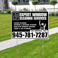 Expert Window Cleaning Services - Screen Cleaning, Interior & Exterior Cleaning, High-Rise Window Cleaning, Track & Sill Cleaning - Plain Black White Design YardSigns.com