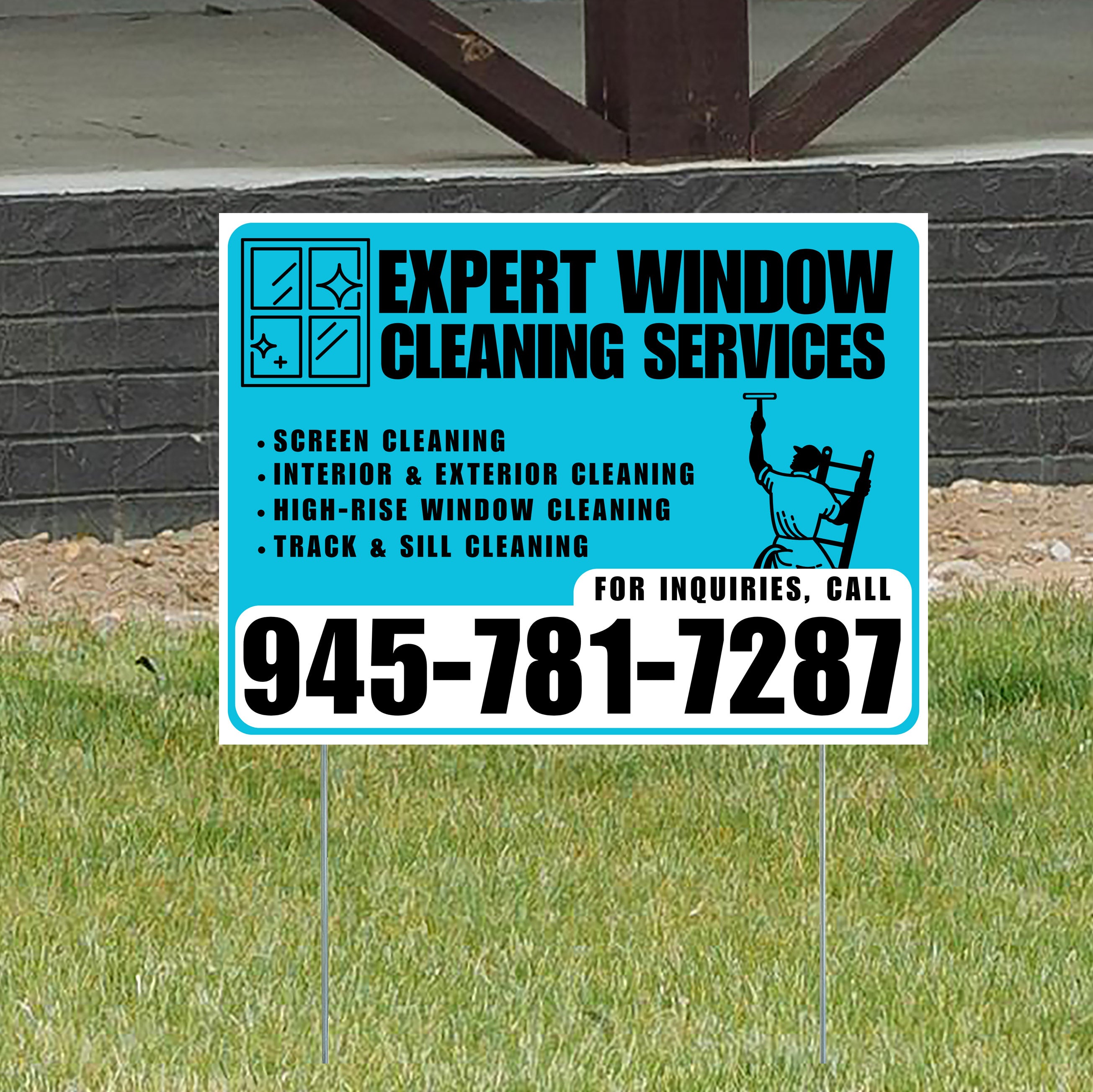 Expert Window Cleaning Services - Screen Cleaning, Interior & Exterior Cleaning, High-Rise Window Cleaning, Track & Sill Cleaning - Plain White Aqua Blue Design
