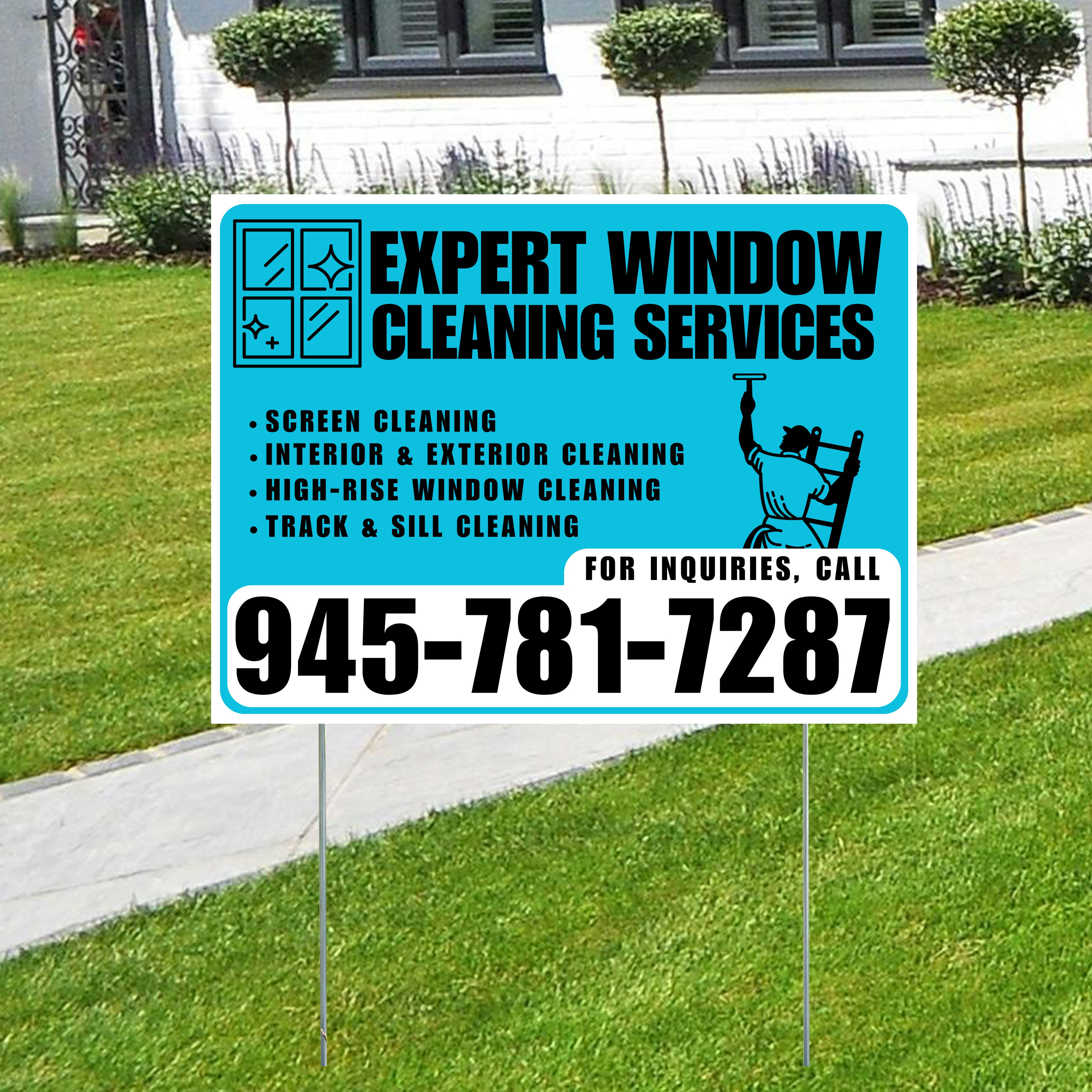 Expert Window Cleaning Services - Screen Cleaning, Interior & Exterior Cleaning, High-Rise Window Cleaning, Track & Sill Cleaning - Plain White Aqua Blue Design