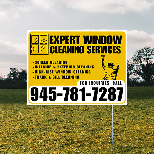 Expert Window Cleaning Services - Screen Cleaning, Interior & Exterior Cleaning, High-Rise Window Cleaning, Track & Sill Cleaning - Plain Mustard Gold White Design