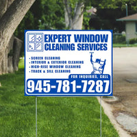 Expert Window Cleaning Services - Screen Cleaning, Interior & Exterior Cleaning, High-Rise Window Cleaning, Track & Sill Cleaning - Plain White Blue Design YardSigns.com