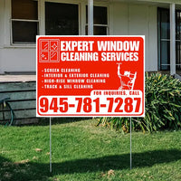 Expert Window Cleaning Services - Screen Cleaning, Interior & Exterior Cleaning, High-Rise Window Cleaning, Track & Sill Cleaning - Plain White Chili Red Design - YardSigns.com