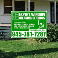 Expert Window Cleaning Services - Screen Cleaning, Interior & Exterior Cleaning, High-Rise Window Cleaning, Track & Sill Cleaning - Plain Green White Design YardSigns.com