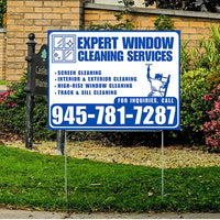 Expert Window Cleaning Services - Screen Cleaning, Interior & Exterior Cleaning, High-Rise Window Cleaning, Track & Sill Cleaning - Plain White Blue Design YardSigns.com