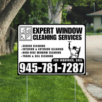Expert Window Cleaning Services - Screen Cleaning, Interior & Exterior Cleaning, High-Rise Window Cleaning, Track & Sill Cleaning - Plain White Black Design YardSigns.com
