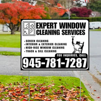 Expert Window Cleaning Services - Screen Cleaning, Interior & Exterior Cleaning, High-Rise Window Cleaning, Track & Sill Cleaning - Plain White Black Design YardSigns.com