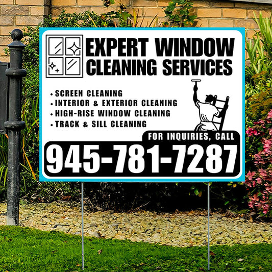 Expert Window Cleaning Services - Screen Cleaning, Interior & Exterior Cleaning, High-Rise Window Cleaning, Track & Sill Cleaning - Plain White Aqua Blue Design